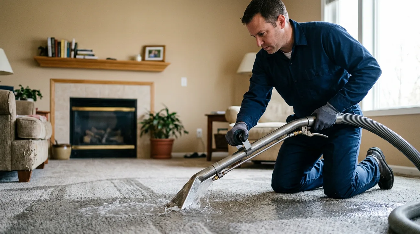 Water damage restoration technician working near Shipman, IL